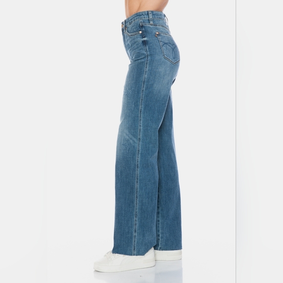 Judy Blue Tummy Control High-Rise Boyfriend Jeans Straight Leg Raw Denim Pants - Picture 8 of 16
